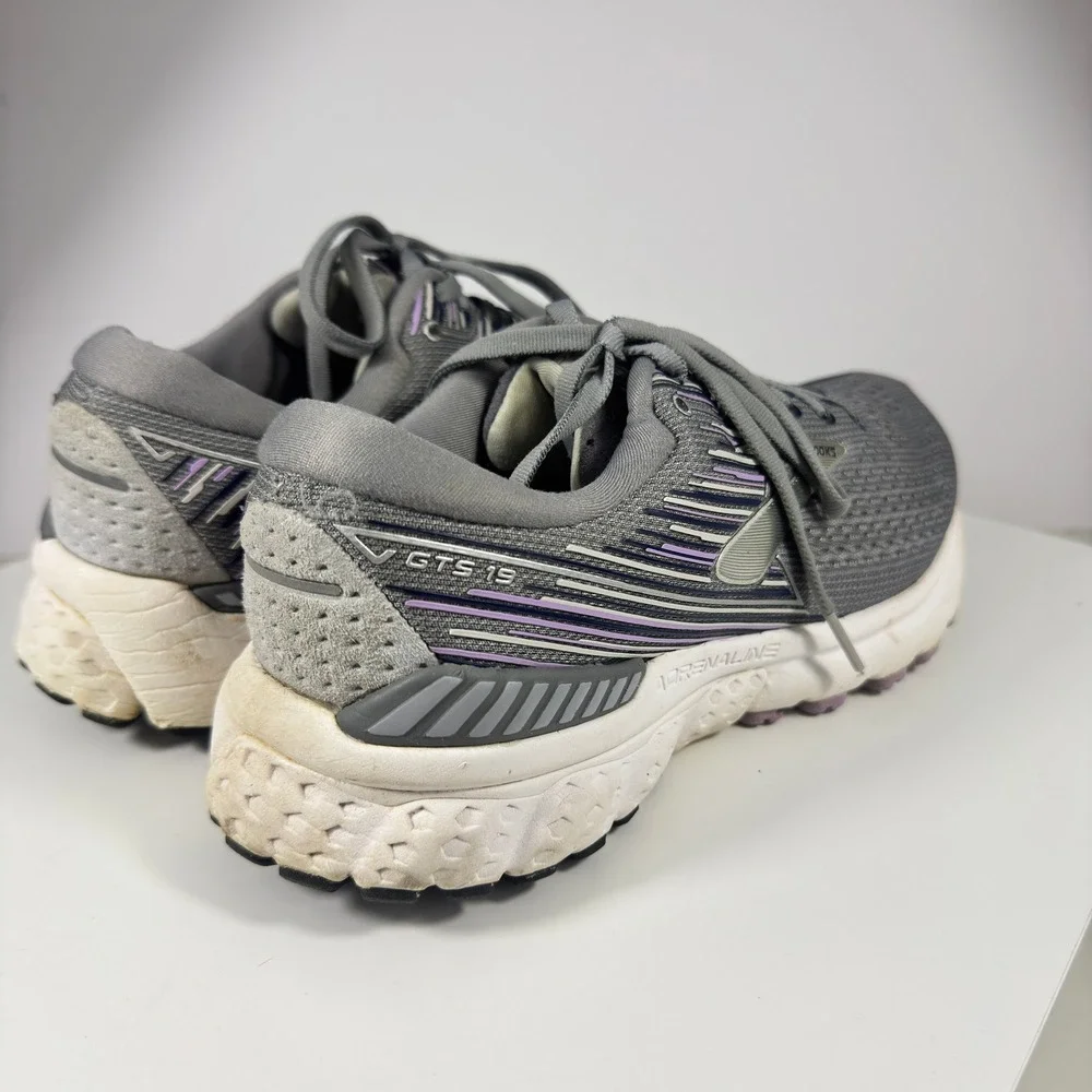 Brooks Adrenaline GTS 19 Running Shoes Womens 8.5 Grey Purple Sneakers